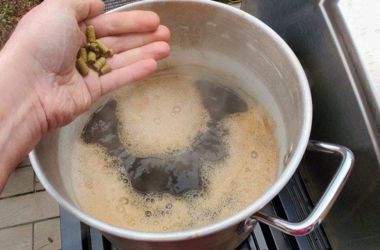 Adding hops to the boil