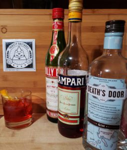Negroni with Death’s Door Gin served on the rocks