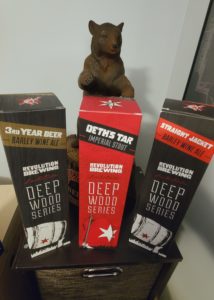 Some old school boxed-format RevBrew Deep Wood Series beers